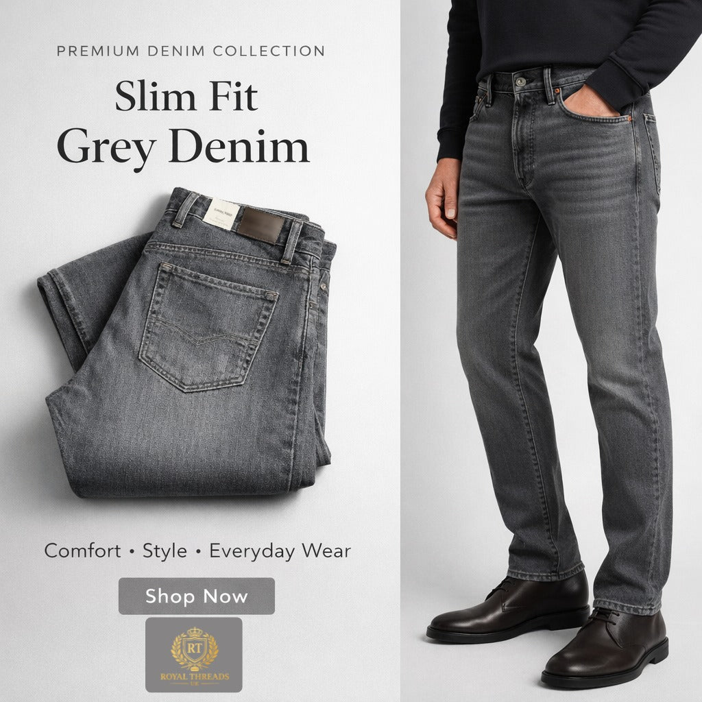 Slim Fit Grey Denim Jeans