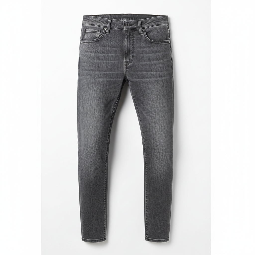 Slim Fit Grey Denim Jeans - Flat Lay