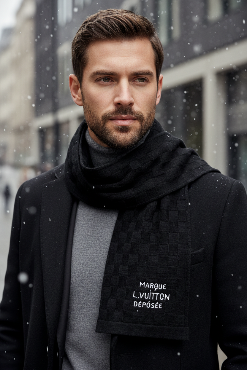 Premium Black Monogram Scarf