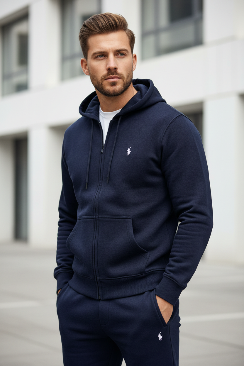 Premium Polo Tracksuit Lifestyle Photo with Model